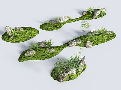 Micro-terrain Grass Slope Hill Bag Small Soil Slope Dry Landscape Green Island Slope Garden Landscape Garden Road Terrain model