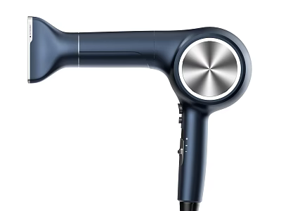 Stylish Navy Blue Hair Dryer With Modern Design Metallic Finish Daily Use Appliance 3d model
