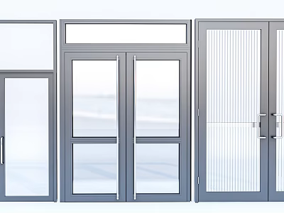 Modern Aluminum Frame Doors And Windows With Glass Panels And Louvered Design 3d model