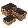 Woven Brown Storage Baskets With Handles And Grid Pattern For Home Organization 3d model