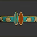 Elegant Turquoise Gold Bracelet With Sun Motifs And Red Orange Accents