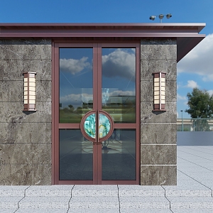 Modern bronze door opposite door 3d model