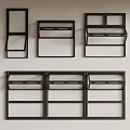 Wall Mounted Modern Black Kitchen Shelves With Various Combinations And Storage Design 3d model