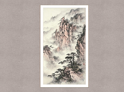 Huangshan Songyun Dong Shouping Landscape Decorative Painting Wall Decorative Painting 3d model