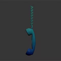 Blue And Green Computer Headset With Coiled Cord On Dark Surface Design
