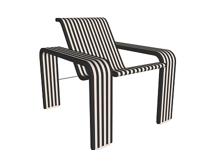 Black and White Striped Modern Leisure Chair with Sleek Armrests and Contemporary Design 3d model