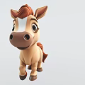 Cute Cartoon Pony Decorative Ornament Set With Beige And Brown Design For Home Decoration