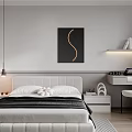 Modern Bedroom Interior Design With White Bed Pendant Lights And Black Wall Art