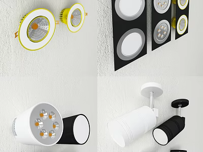 Modern Downlights And Spotlights With Various Styles And Color Options For Home Lighting 3d model