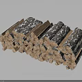 Natural Stacked Firewood Logs With Bark For Home Heating And Cooking Use