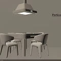 Pertican Minimalist Interior With White Dining Table Chairs And Pendant Light