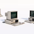 Vintage Retro Desktop Computer Systems With Monitor Keyboard And Mouse Setup