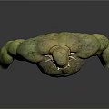Game Movie Character With Green Skin Muscular Build Sharp Fangs Red Necklace And Chest Tattoos