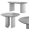 Modern Dining Table With Oval Shape And Textured Legs And Smooth Surface 3d model