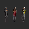 Five Women Wearing Different Colored Coats Scarves And Hats Standing In Gray Background
