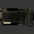Vintage Folding Camera With Leather Bellows And Brass Accents On Dark Background