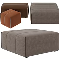 Square Fabric Ottoman Stools In Brown Gray Colors With Stitched Design