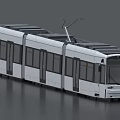 White Modern Tram With Multiple Carriages Overhead Lines And Large Windows 3d model