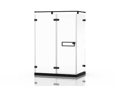 Modern Shower Sauna Cabin With Transparent Glass And Black Frame Design 3d model