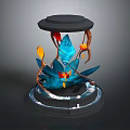 Decorative Crystal Ornament With Blue Crystals Orange Red Accents And Vine Structures On Black Base