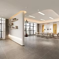 Stylish Modern Office Reception Counter With Warm Ambient Lights And Spacious Elegant Lobby Space