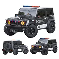 Black Police Off Road SUV Car Displayed In Multiple Views With Headlights