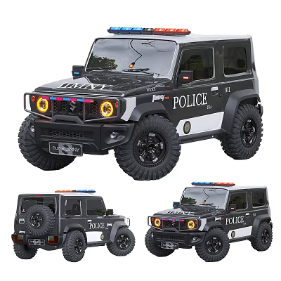 Black Police Off Road SUV Car Displayed In Multiple Views With Headlights 3d model Black Police Off Road SUV Car Displayed In Multiple Views With Headlights 3d model