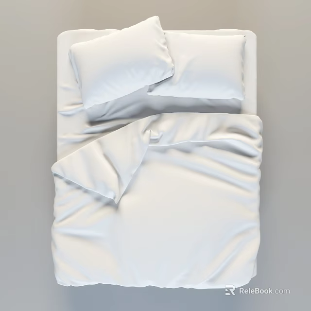 Simple Modern Double Bed With White Bedding Pillows And Soft Sheets 3d model 