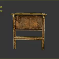 Vintage Wooden Cabinet With Rusty Brown Finish Flat Top And Four Weathered Legs