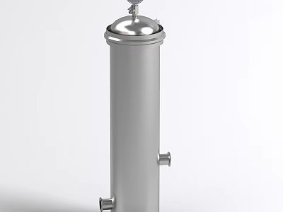 Stainless Steel Cylindrical Industrial Equipment With Top Lid And Side Ports 3d model