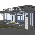 Modern Container Building With Outdoor Terrace Seating Area And Open Counter