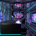 Modern KTV Interior With Neon Light Decor Sofas Screens And Hi tech Atmosphere 3d model