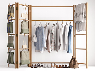 Modern Clothes Hanger Clothing Shoes and Hats Display Rack 3d model