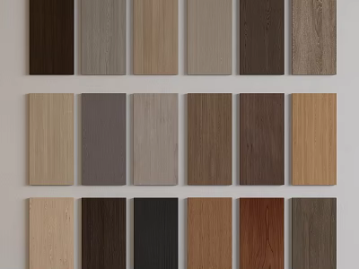 Wainscoting Samples With Various Colors And Wood Grain Patterns Neatly Arranged 3d model
