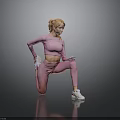 Fitness Stretching Scene With Pink Sportswear Mobile Phone Grey Background And Black Reflective Floor