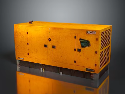 JCB Yellow Industrial Generator Equipment with Control Panel Mobile Base and Ventilation 3d model