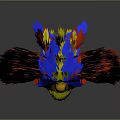 Colorful Anthropomorphic Bird Character With Red Blue Yellow Feathers Standing Pose