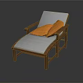 Comfortable Lounge Chair with Wooden Frame White Cushion and Orange Pillow