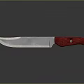 Sharp Tactical Knife With Blue Metal Blade And Red Wooden Handle Design