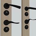 Modern Black Metal Door Handles Installed On Wooden Door Panels For Home Decor