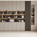 Modern Sleek Built in Bookcase Design With Books Decorative Items And LED Lighting