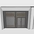 Modern Double Door Entrance Design With Vertical Stripes And Dark Frame