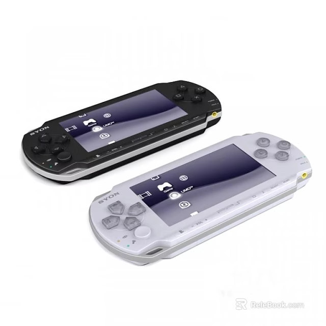 Entertainment Electronics Portable Handheld Game Consoles Black And White With Screens And Control Buttons 3d model 