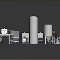 Stainless Steel Industrial Processing Equipment With Storage Tanks Pipes And Metal Frames