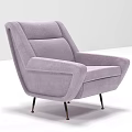 Modern Light Purple Single Sofa With Plush Upholstery Armrests And Metal Legs