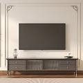 Retro style TV cabinet floor potted floor lamp 3d model