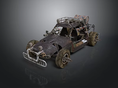 Rustic Modified Off Road Vehicle With Large Tires Metal Frame And Roof Rack 3d model