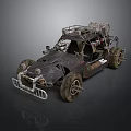 Rustic Modified Off Road Vehicle With Large Tires Metal Frame And Roof Rack
