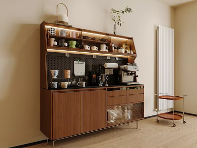 Vintage Sideboard Tableware Cups Coffee Machine Sideboard 3d model