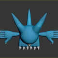 Blue Cartoon Game Movie Character With White Belly And Yellow Eyebrow Mark